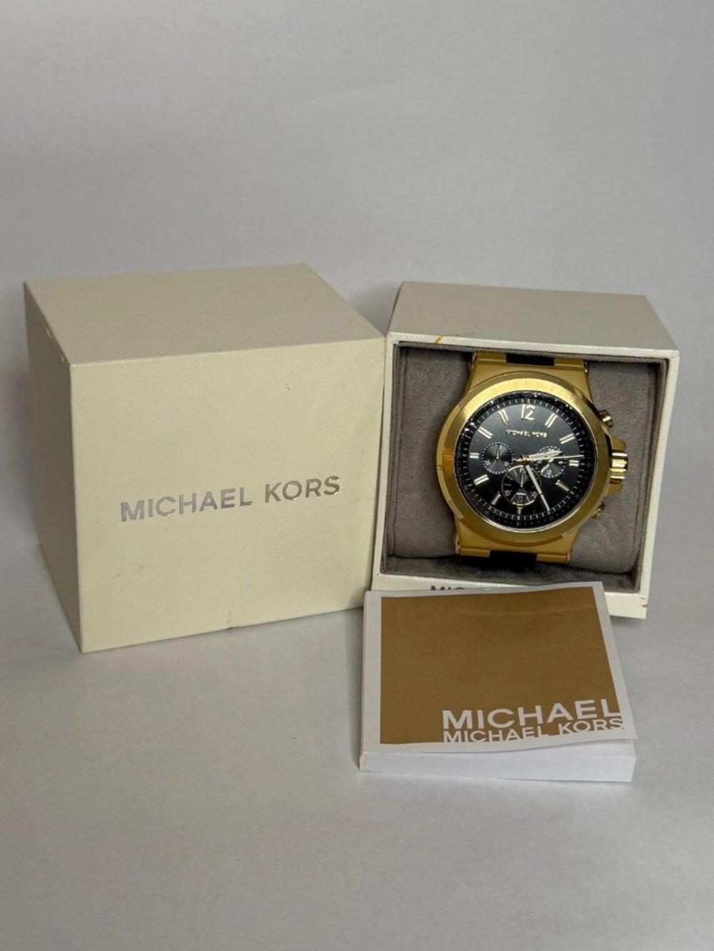 Michael Kors Dylan MK8445 Men's Wrist Watch Black Silicone Band Stainless Steel